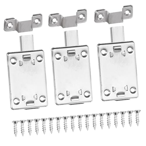 POPETPOP 3個 ステンレス製手動スライドドアボルト左右兼用頑丈ラッチロック鍵付き屋内扉ゲート防犯用