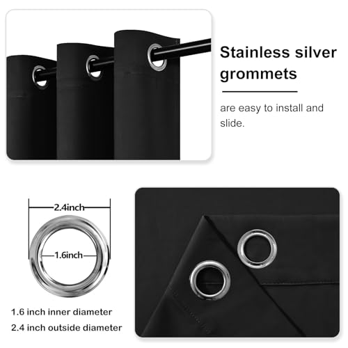 Image of DWCN Blackout Curtains for Bedroom Living Room 52 x 45 Inch 2 Panels Black