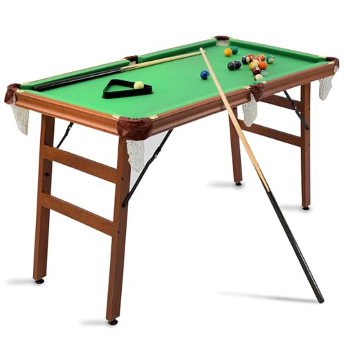 Homelikesport Mesa plegable de billar, mesas de billar para pool y snooker con accesorios, juego de mesa para 2-4 jugadores, 140 x 74 x 80 cm.