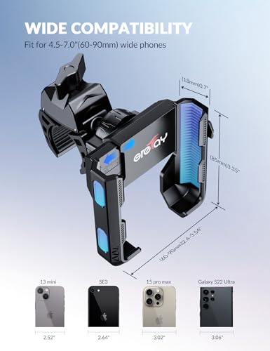 Bike Phone Mount for Electric, Mountain, Scooter, and Dirt Bikes [Camera Friendly] [1s Lock] Universal 360° Bicycle Handlebar Holder for iPhone 15/14/13 Samsung S23/S22 4.5-7" Smartphone (Grey)