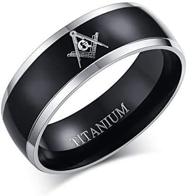 OtherStylish And Simple Masonic Symbol Titanium Steel Rings Mens Jewelry Rings Size US10