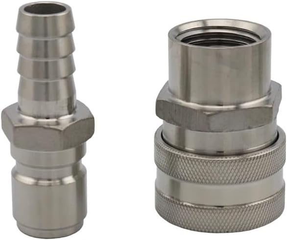 1/2"NPT Beer Quick Disconnect Set, 1/2" Barb 304 Stainless Steel Quick Connector Kit Moonshine Fitting Connectors Brewing(Type 1)