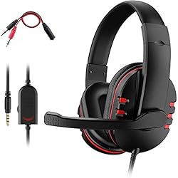Botas De Seguridad De Cuero Dhaose Auriculares Gaming para PS4 Xbox One, 3.5mm con cancelación de Ruido Gaming Headset, Cascos Gaming con micrófono compatibles con Xbox One PS4 portátil Mac Tablet iPhone iPad iPod