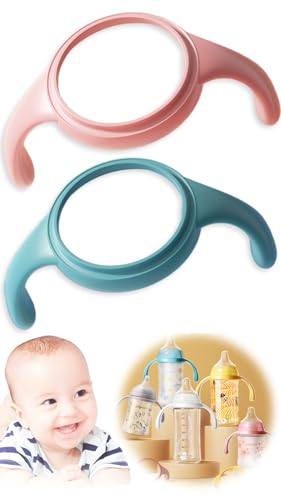 parabito22 哺乳瓶 持ち手 母乳実感 ピジョン 哺乳瓶カバー Compatible for Pigeon (ピンク×グリーン)