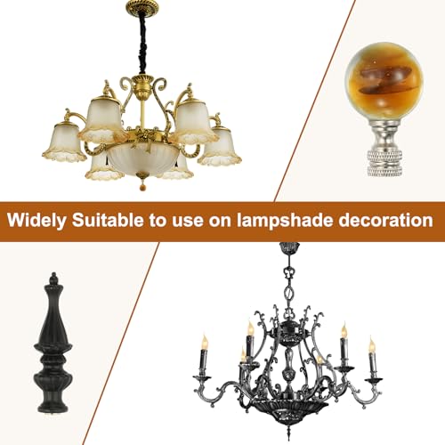 Image of PATIKIL 2pcs 1 /4-27 Lamp Finial Cap Knob, Clear Round Ball Shaped Crystal, Silver Tone