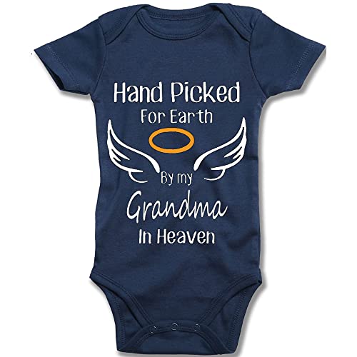 Image of YCICIVDee Hand Picked for Earth by My Grandma in Heaven Unisex-baby Bodysuit White Long Sleeve Rompers 0-24 Months