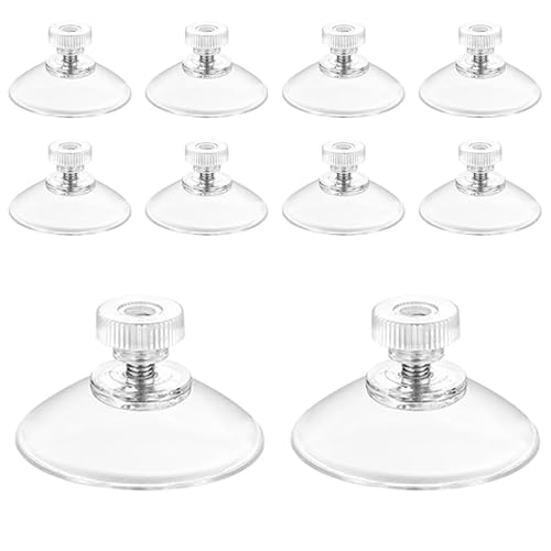 Azlanway Suction Cups, 10 Pack Clear Plastic Suction Cups with Knurled Nuts, 40 mm Reusable Heavy‑Duty Pads Sucker for Window and Mirror, Glass, Tile, Kitchen and DIY Décor