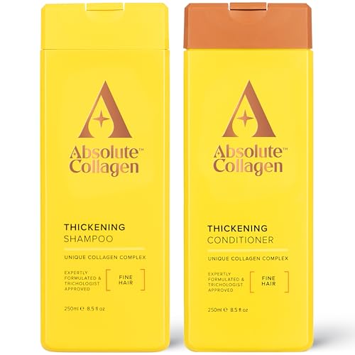 Absolute Collagen - Thickening Collagen Complex Shampoo and Conditioner Set 500ml - For Thin & Fine Hair - Strengthen Nourish and Volumise - Boost Shine - Fight Signs of Hair Ageing - Paraben Free