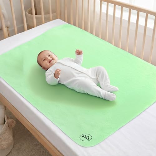 Image of Btag Baby Waterproof, Super Soft Fast Drying Mattress Protector | Extra Absorbent, Anti-Itching Sheet for New Born,Toddler (Size 70x100 cm, Pack of 1, Green)