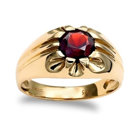 Jewelco London Men's 9ct Gold Garnet Ring Cover