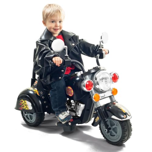 Kids Motorcycle Ride On Toy – 3-Wheel Chopper with Reverse...