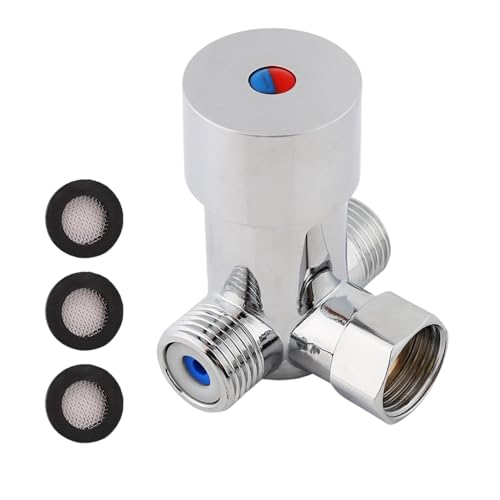Ouitble Válvula mezcladora termostática G1/2 Válvula mezcladora de agua fría y caliente Control de temperatura del mezclador termostático para grifo automático