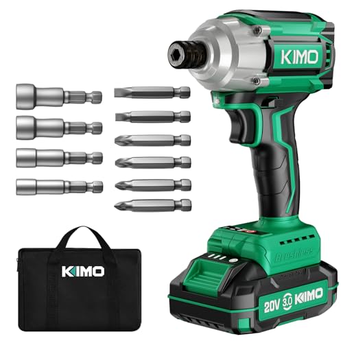 KIMO 電動ドライバー セット ビット6本 ソケット4本 20V 3.0Ahバッテリー 200N·m...