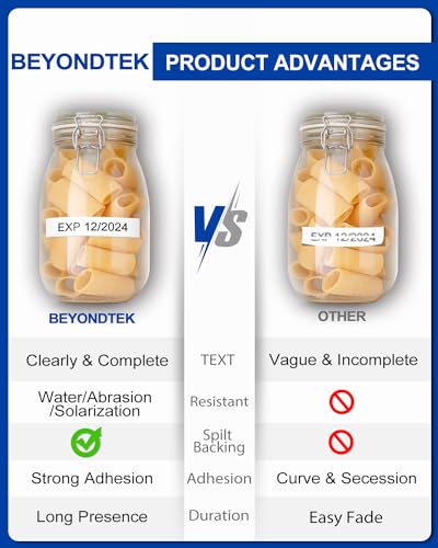 BEYONDTEK P-Touch m-231 compatível com fita Brother M 12 mm 0,47 branca, P-touch M Tape Mk-231 Mk-23