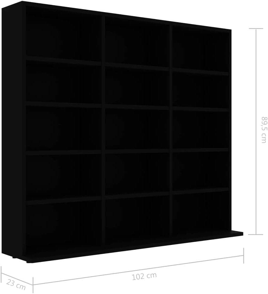 CD Cabinet,Media Cabinet,Display Shelves,DVD Storage Cabinets,Video Game Shelf, Storage for Blue-Rays, DVDs, Cds and Games,with 15 Open Compartments,Black 40.6"x9"x35.2" Chipboard
