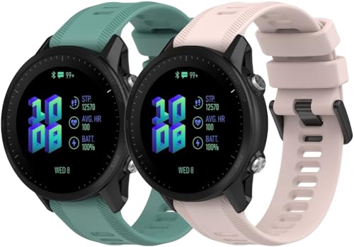 Gransho compatible with Garmin Forerunner 955 / Forerunner 965 Watch Band, Waterproof Soft Silicone Replacement Strap for Various Occasions NO231111 (K [Pack of 2])