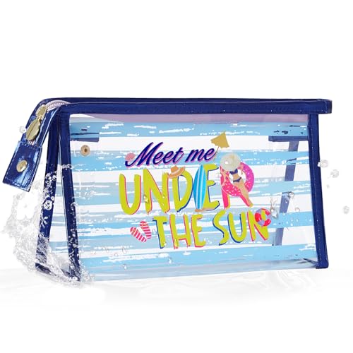 Image of COSHAYSOO Sunscreen Bag Clear Makeup Toiletry Pouch Beach Vacation Essentials for Women Teen Girls Trip Gifts Summer Pool Travel Must Have Accessories Waterproof Stuff