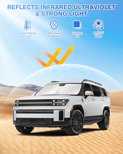 Image of Canvcle Sunshades for Hyundai Santa Fe 2024 2025 2026 Accessories Windshield Sun Shade Side Rear Window Shade Cover Sun Visor Shield Privacy Protection Keep Vehicle Cool Black 10PCS