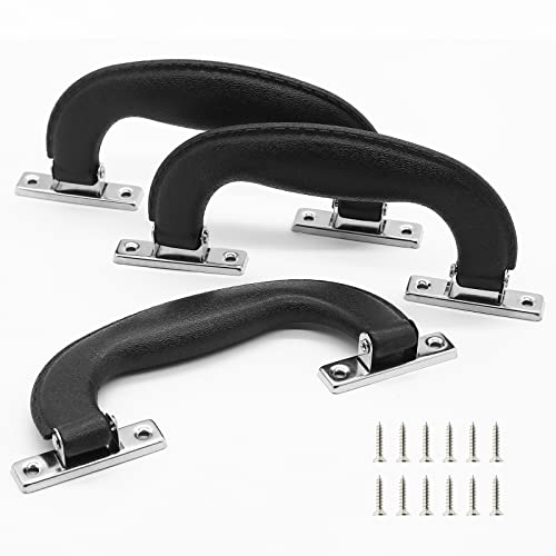 BokWin Black Plastic Luggage Handle,6.1 Inch/155mm Antique Suitcase Handle Pull,Imitation Leather Trunk Handle Replacement(3 Pcs)2