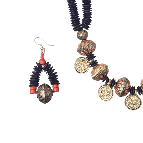 Image of AAKRITI ART CREATIONS Handcrafted Women's Jewelry Set - Elegant Ethnic Necklace and Earrings, Statement Fashion Accessories for Parties & Festivals