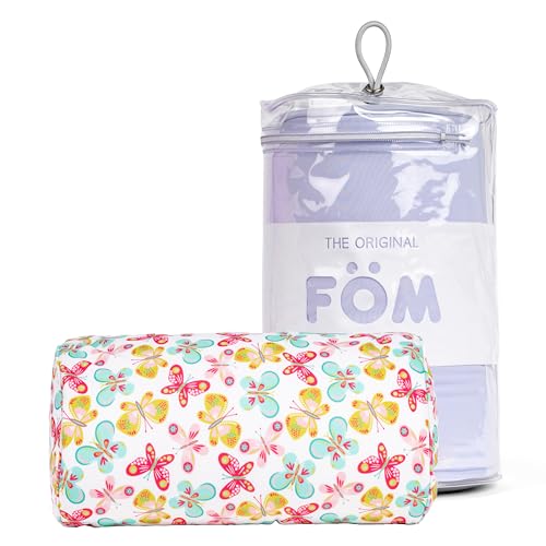 Brookstone Squishy FOM Cushion Pillow - The Original Stretchy, Comfy, Colorful Pillow for Neck, Lumbar Support, and Bed - for Sleeping, Car, Travel, Small, Butterflies, 12 x 7 Inches