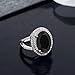 GemStoneKing 6.44 Carat 14X10MM Oval Natural Genuine Black Onyx Women's Ring Solid 925 Sterling Silver Cocktail Ring , Black and White , (SIZE 7)