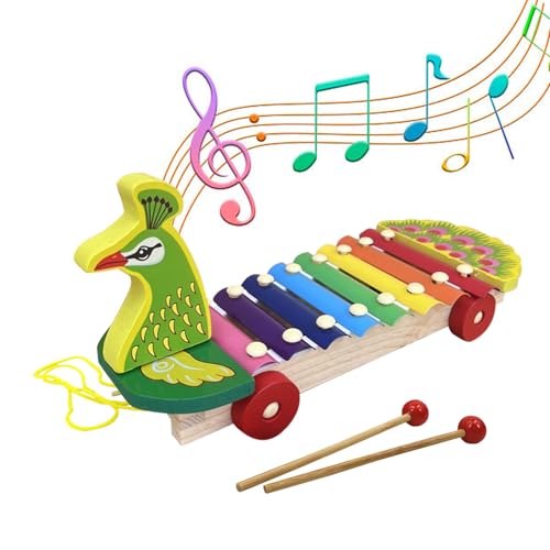 HIUOUIH Xylophone Enfant Enstrument de Musique Enfant Bois Xylophone Clochette avec 2 Maillets pour Bebe, Petits Musiciens