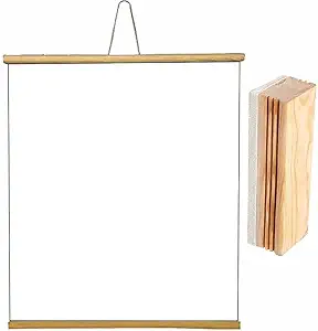 YAJNAS 1.5X2 Feets (18x23 Inchs) Wall Hanging Non-Magnetic White Roll Up Board with 1 Premium Wooden Duster Combo