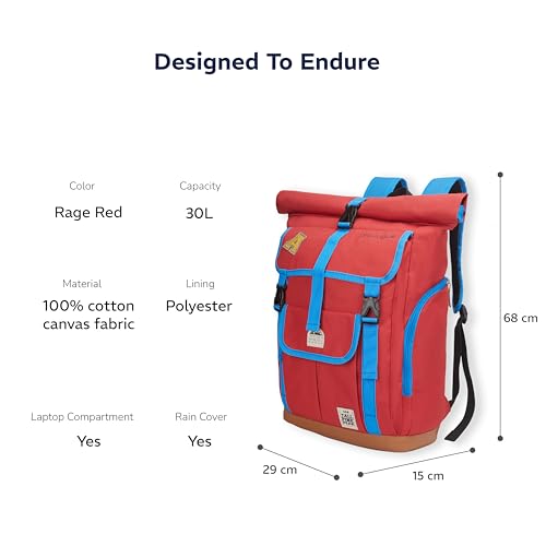 Image of Provogue Dravik 35 litres everyday roll-top laptop backpack with 15.6 inch laptop compartment for men and women, stylish contemporary daily use college, office and outdoor bag