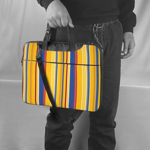 Bolso para laptop impermeable a rayas azul y amarillo 14 pulgadas miniatura 2
