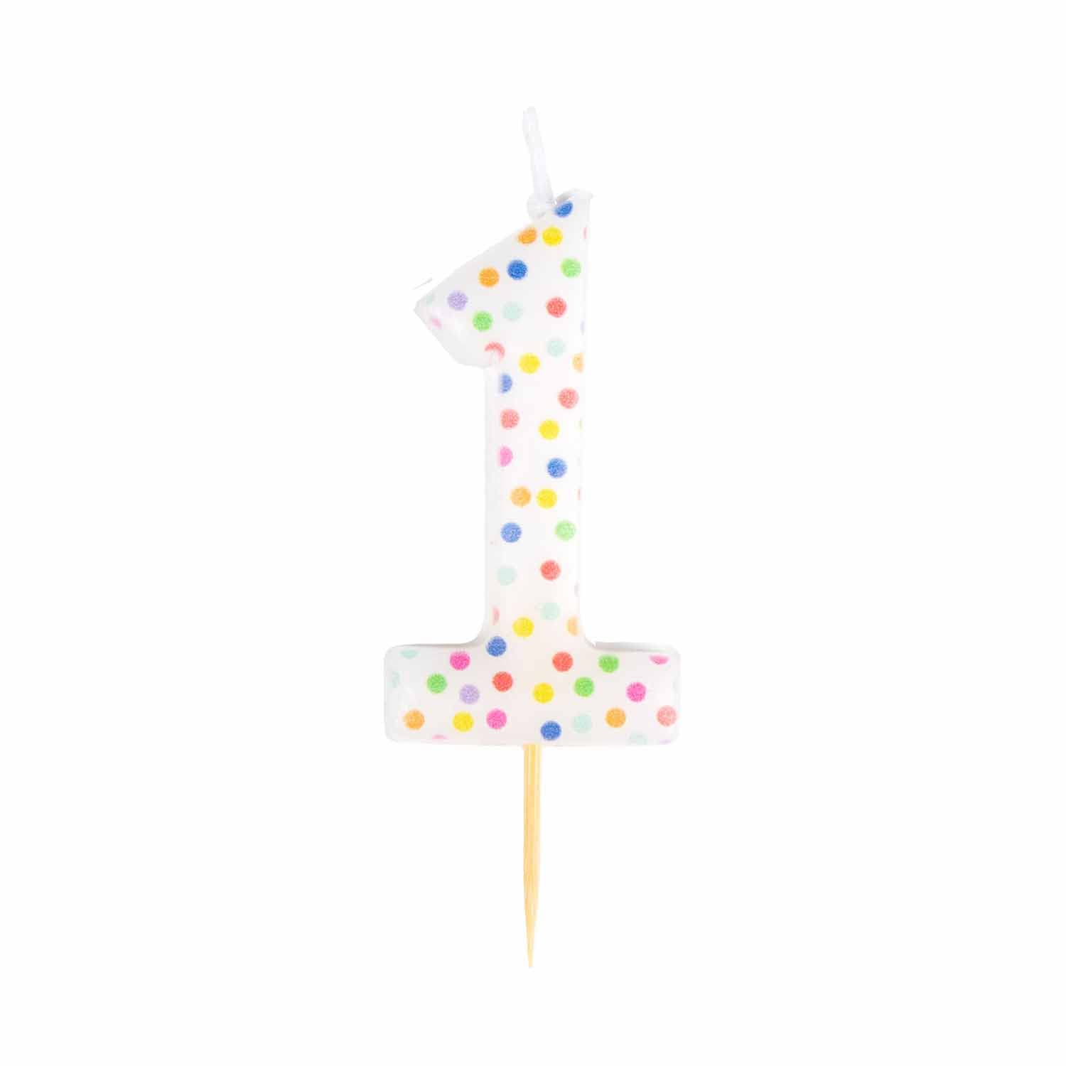 amscan 9911556 Patterned Numerical Candle 1, Multicoloured