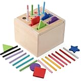 Gezimetie Juguetes Niños 1 2 3 Años, 2 en 1 Juguetes Montessori 1 2 3 Años, Juguete Montessori de Madera para Clasificar Formas y Colores con Bolsa de Almacenamiento
