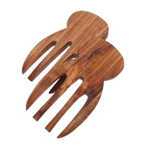 Ciieeo Lot de 2 couverts à salade en bois d'acacia naturel avec fourchette et cuillère pour mélanger les salades et les fruits avec prise en main confortable