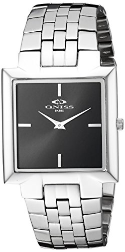 Oniss Paris Men's Swiss Quartz Stainless Steel Dress Watch, Color:Silver-Toned (Model: ON5544-MBK)