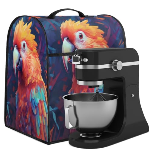 Coffee Maker Cover Colorful Watercolor Parrot Kitchen Appliance Covers Small Appliance Covers Blender Cover Juicer Cover Dust Covers for Kitchen Appliances with Top Handle and Pockets,Washable,C876