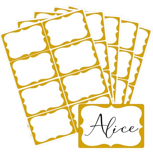 Gold Name Tags,2'x 3' Name Tag Stickers with Gold Border...