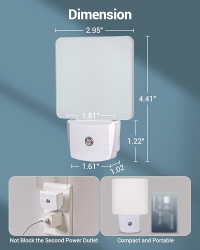 Image of DEWENWILS Night Lights Plug into Wall, Plug in LED Night Lights with Dusk to Dawn Sensor, Cool White Nightlight for Bathroom, Hallway, Kitchen, Frosted Acrylic Shade, 4 Pack