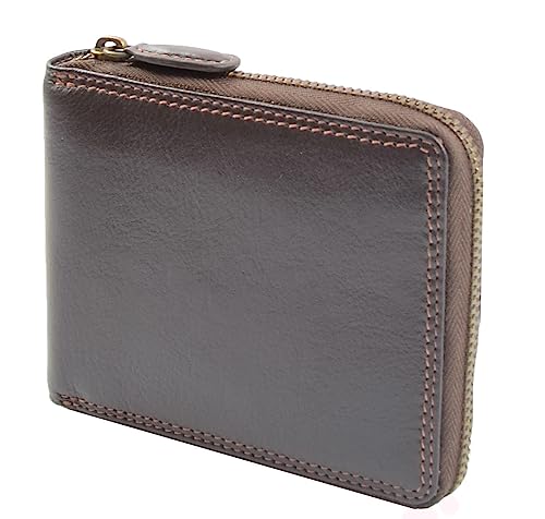 Portefeuille en cuir de vache de voyage marron zippé pour vos déplacements urbains