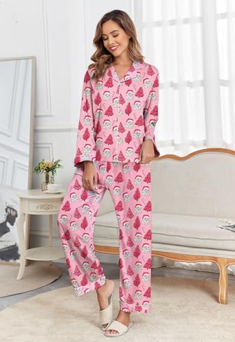 Image of Brosloth Women's Silk Satin Pajamas Pjs Sets Cute Lace Pattern Two Piece Loungewear Set Button Up Pajamas Sleepwear Black