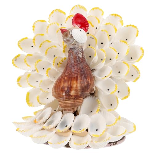 PRETYZOOM Beautiful Conch Shells Made Peacock Decor Elegant Peacock Ornament for Living Room Random