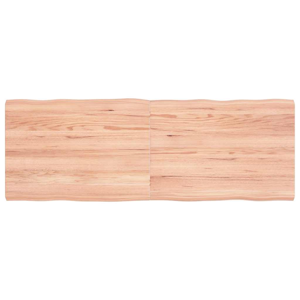 Plateau de table en bois massif de chêne huilé et bord d'arbre naturel 140x50 cm
