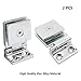 2 Pack Glass Door Hinge, TTZEZE 90 Degree Shower Door Hinges Heavy Duty Glass Door Cupboard Showcase Cabinet Gate Clamp Glass Door Clamps Replacement Parts, Zinc Alloy Brushed Finish for 5-8mm Glass