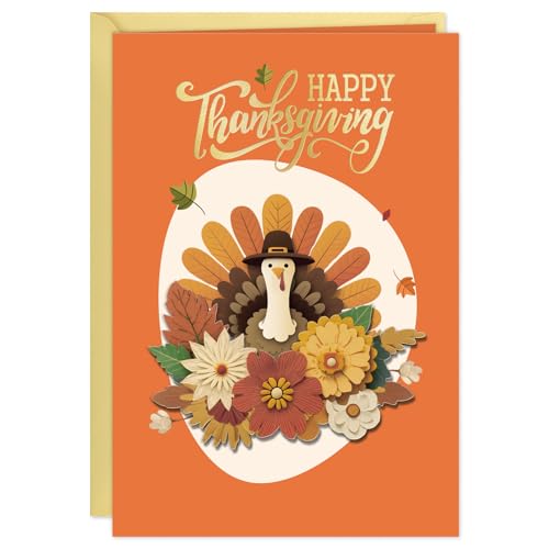 Image of FLYAB Happy Thanksgiving Card - 3D Gold Foil Turkey Gift for Family Friend
