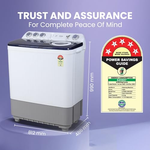 Image of Haier 8 kg 5 Star Vortex pulsator Semi Automatic Top Load Washing Machine (HTW80-186,Burgundy)