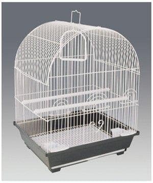 White Fabio bird cage with granite colour base