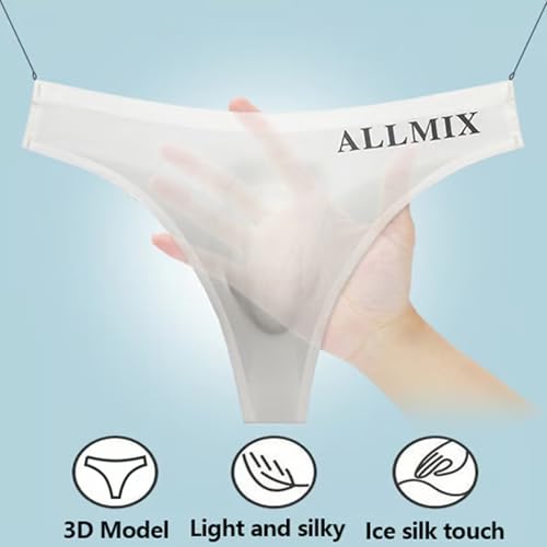 Ice Silk Breathable Men's T-Back Underwear, Comfortable Thongs G-String Underpants T-Back Low Rise Bikini Briefs(4Pcs B,Large)3