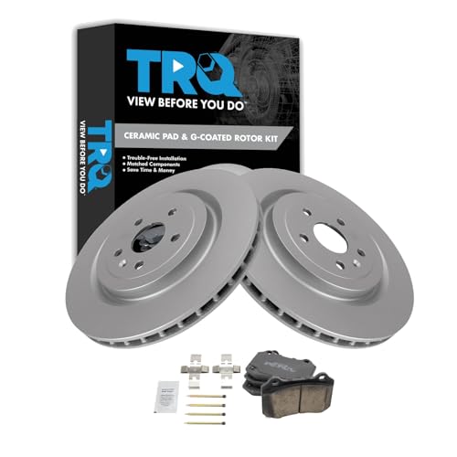 Image of TRQ Rear Brake Pad and Rotor Set Ceramic G Coated 365mm Rotors | For 2009-2019 Cadillac CTS 2010-2019 Chevrolet Camaro