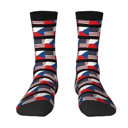 Torn Style American And The Czech Republic Flags Socks For Men Women Gift Sport Crew Socks Funny Wicking Socks2