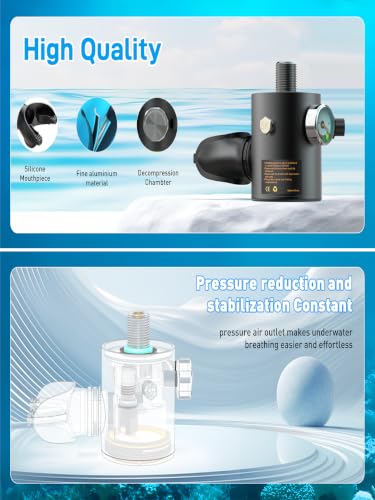 Mini tanque de buceo con máscara de snorkel 0.5L Tanque de aire inflable con máscara facial completa para snorkel recreativo y buceo superficial miniatura 5