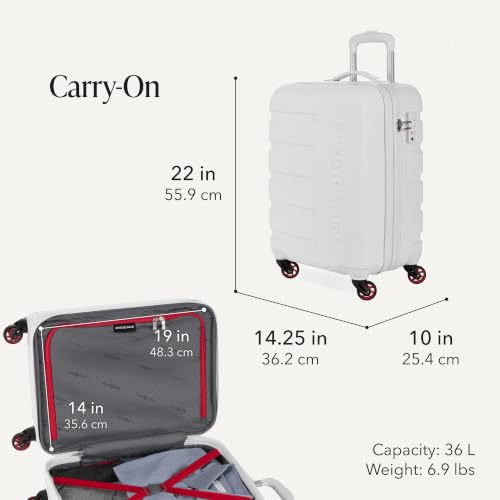 Image of SwissGear 7366 Signature Hardside Expandable Luggage with Spinner Wheels, TSA Lock, Cup-Holder, White, 2-Piece Set (19 /27)